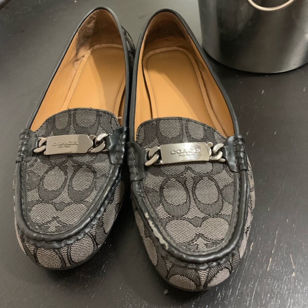 Coach Womens Olive Sand Printed Snake Loafers